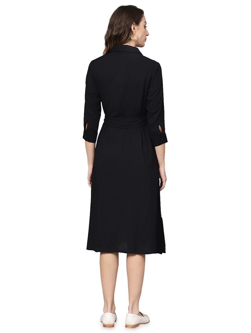 tie front button up a-line dress - 16832343 - Zoom Image - 3