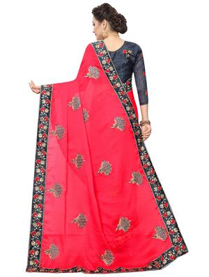 self design embroidered saree with blouse - 16832477 - Standard Image - 2