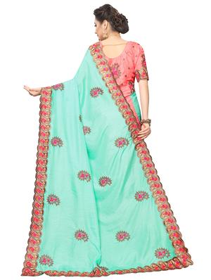embroidered half and half saree with blouse - 16832478 - Standard Image - 2