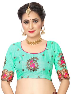 embroidered half and half saree with blouse - 16832479 - Standard Image - 4