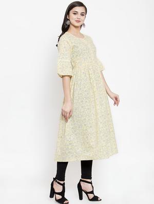 floral print flared kurta - 16832652 - Standard Image - 2