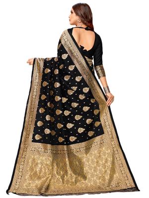 self design woven saree with blouse - 16832758 - Standard Image - 2