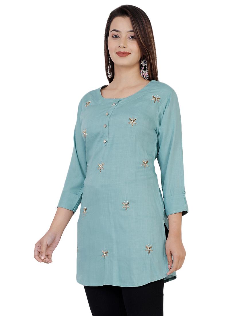 embellished a-line kurti - 16832847 - Zoom Image - 2