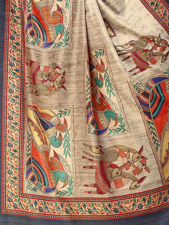 madhubani printed saree with blouse - 16832885 - Zoom Image - 3