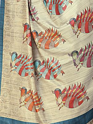 madhubani printed saree with blouse - 16832889 - Standard Image - 3