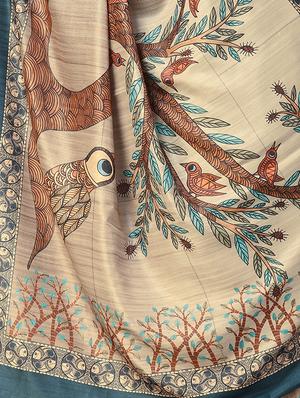 madhubani printed saree with blouse - 16832891 - Standard Image - 3