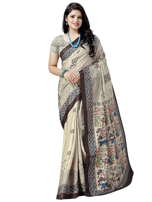 madhubani printed saree with blouse - 16832895 - Standard Image - 1