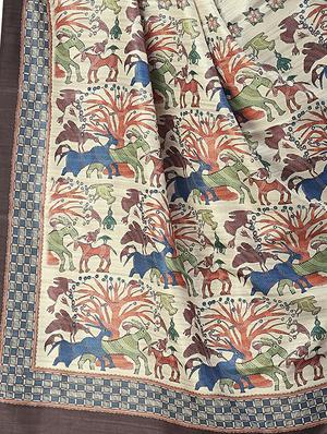 madhubani printed saree with blouse - 16832895 - Standard Image - 3