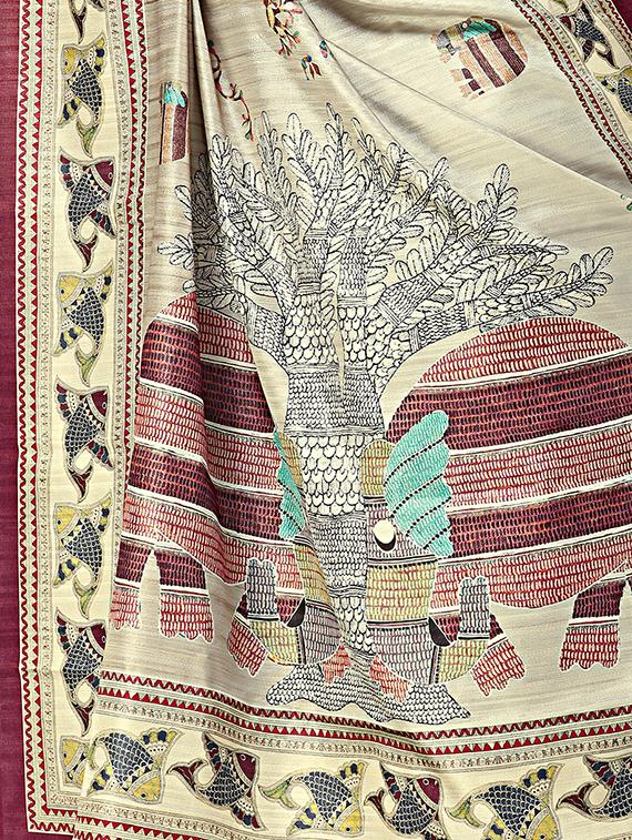 madhubani printed saree with blouse - 16832896 - Zoom Image - 3