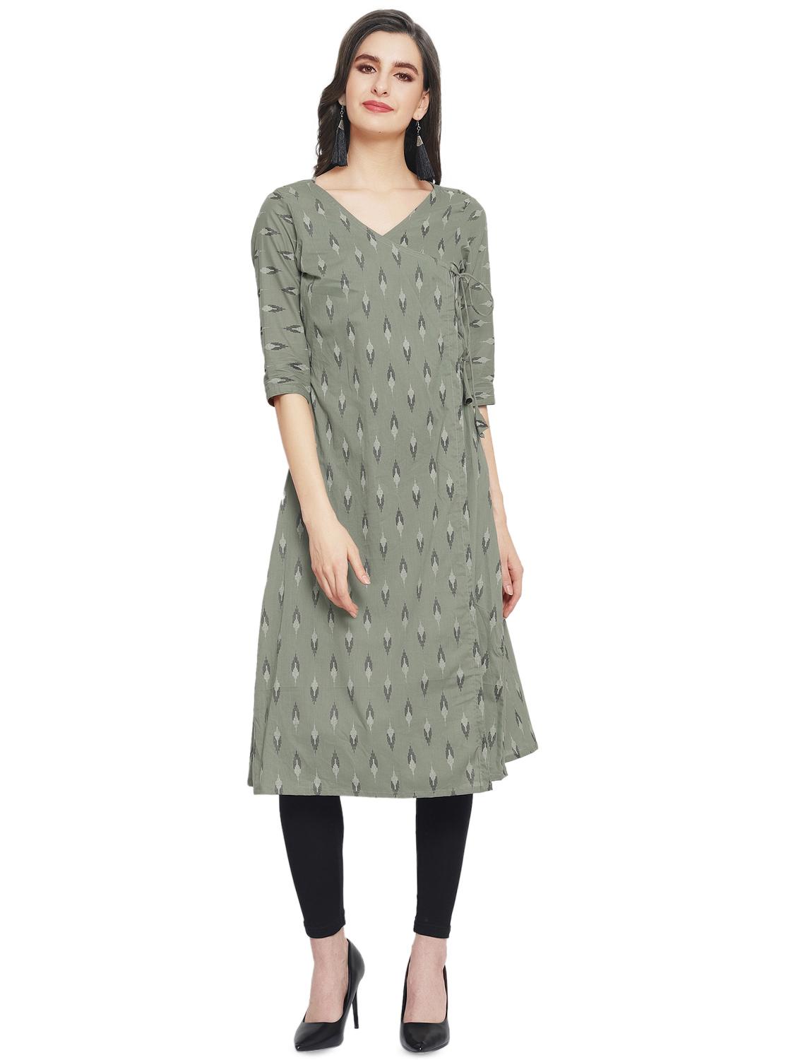 ikat print angrakha kurta - 16832972 - Zoom Image - 1