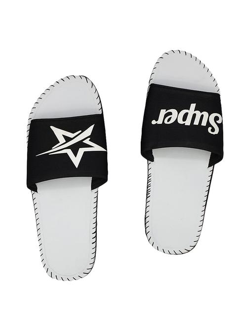 black fabric slip on flip flops - 16833087 - Standard Image - 1