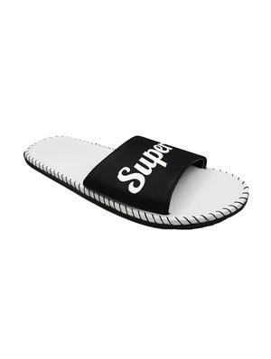 black fabric slip on flip flops - 16833087 - Standard Image - 2