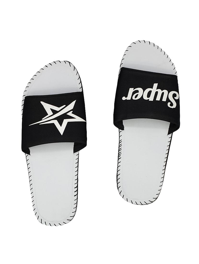 black fabric slip on flip flops - 16833087 - Zoom Image - 1