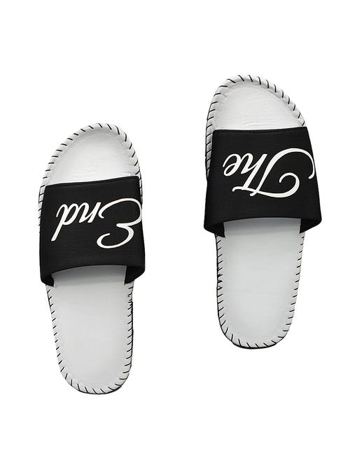 black fabric slip on flip flops - 16833093 - Standard Image - 1