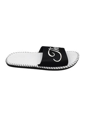 black fabric slip on flip flops - 16833093 - Standard Image - 3