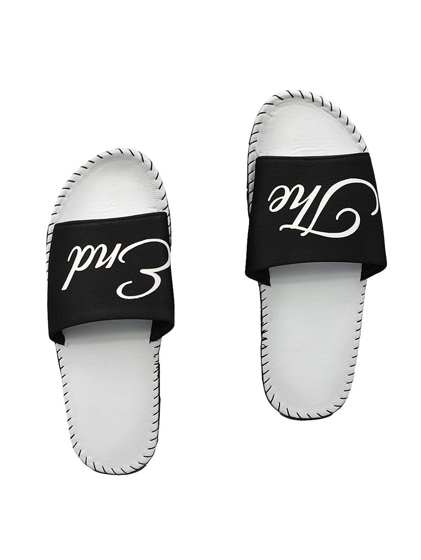 black fabric slip on flip flops - 16833093 - Zoom Image - 1