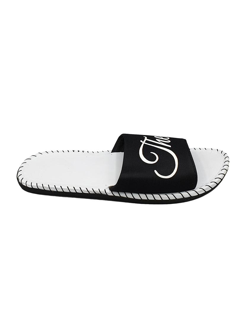 black fabric slip on flip flops - 16833093 - Zoom Image - 3