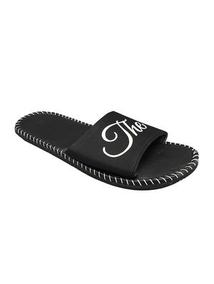 black fabric slip on flip flops - 16833094 - Standard Image - 2