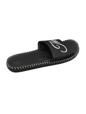 black fabric slip on flip flops - 16833094 - Standard Image - 4