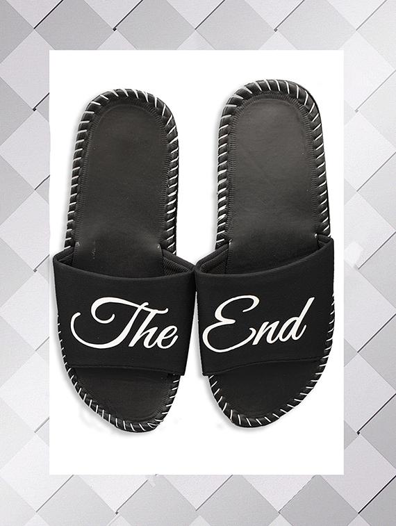 black fabric slip on flip flops - 16833094 - Zoom Image - 1