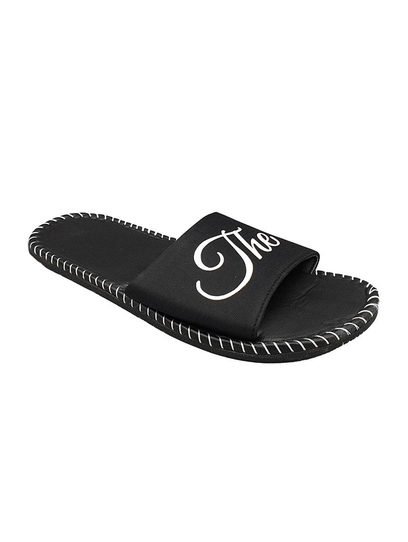 black fabric slip on flip flops - 16833094 - Zoom Image - 2
