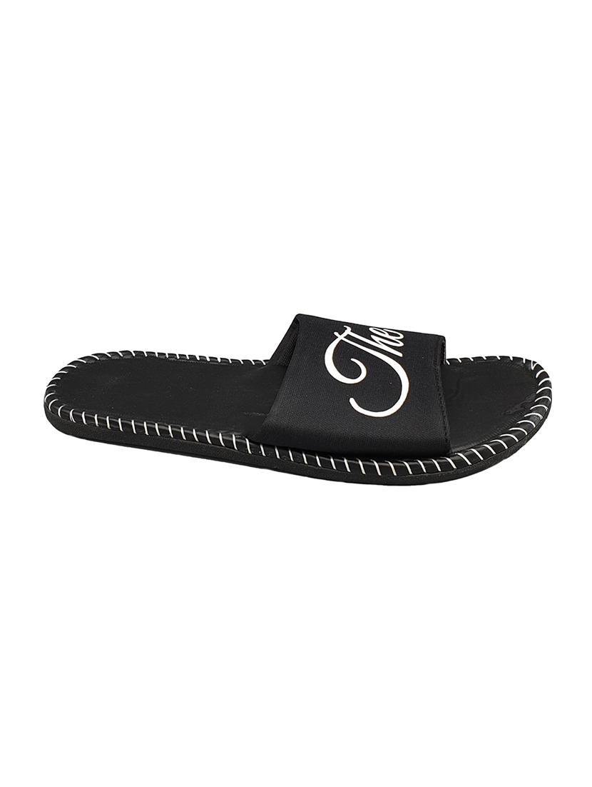 black fabric slip on flip flops - 16833094 - Zoom Image - 3