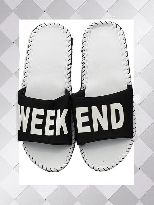 black fabric slip on flip flops - 16833095 - Standard Image - 1