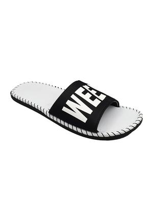 black fabric slip on flip flops - 16833095 - Standard Image - 2
