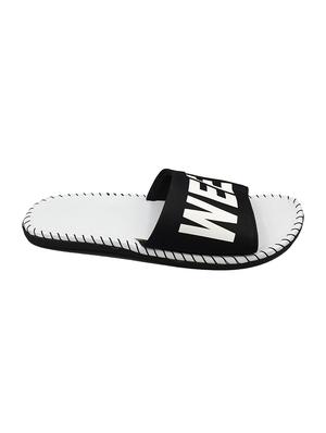 black fabric slip on flip flops - 16833095 - Standard Image - 3