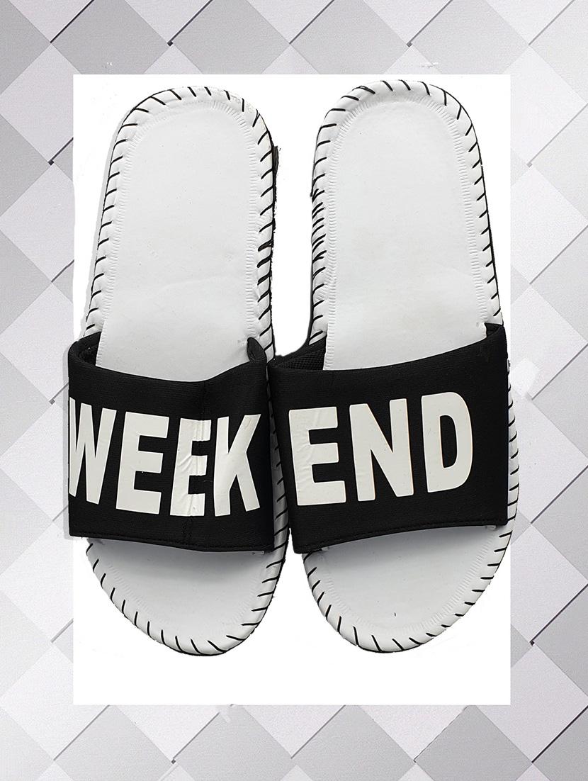 black fabric slip on flip flops - 16833095 - Zoom Image - 1