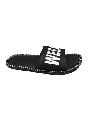 black fabric slip on flip flops - 16833096 - Standard Image - 3