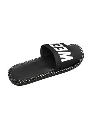black fabric slip on flip flops - 16833096 - Standard Image - 4