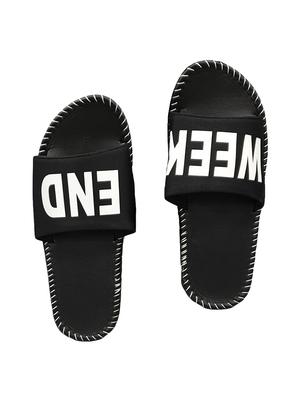 black fabric slip on flip flops - 16833096 - Standard Image - 5