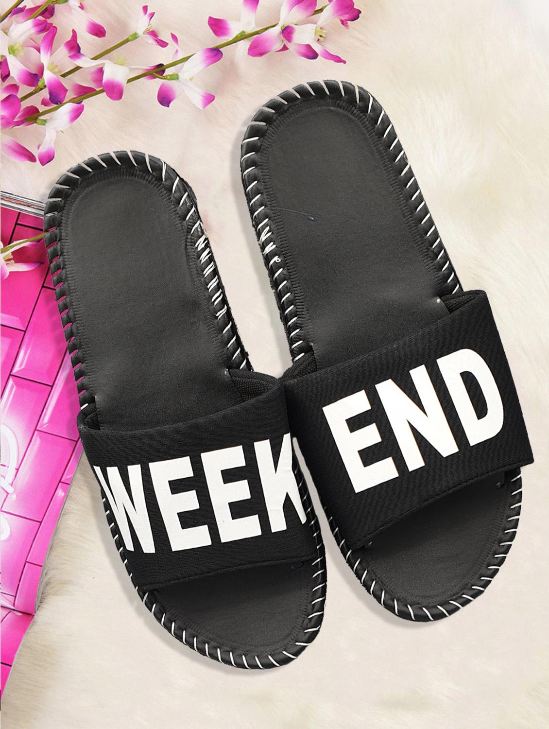 black fabric slip on flip flops - 16833096 - Zoom Image - 1