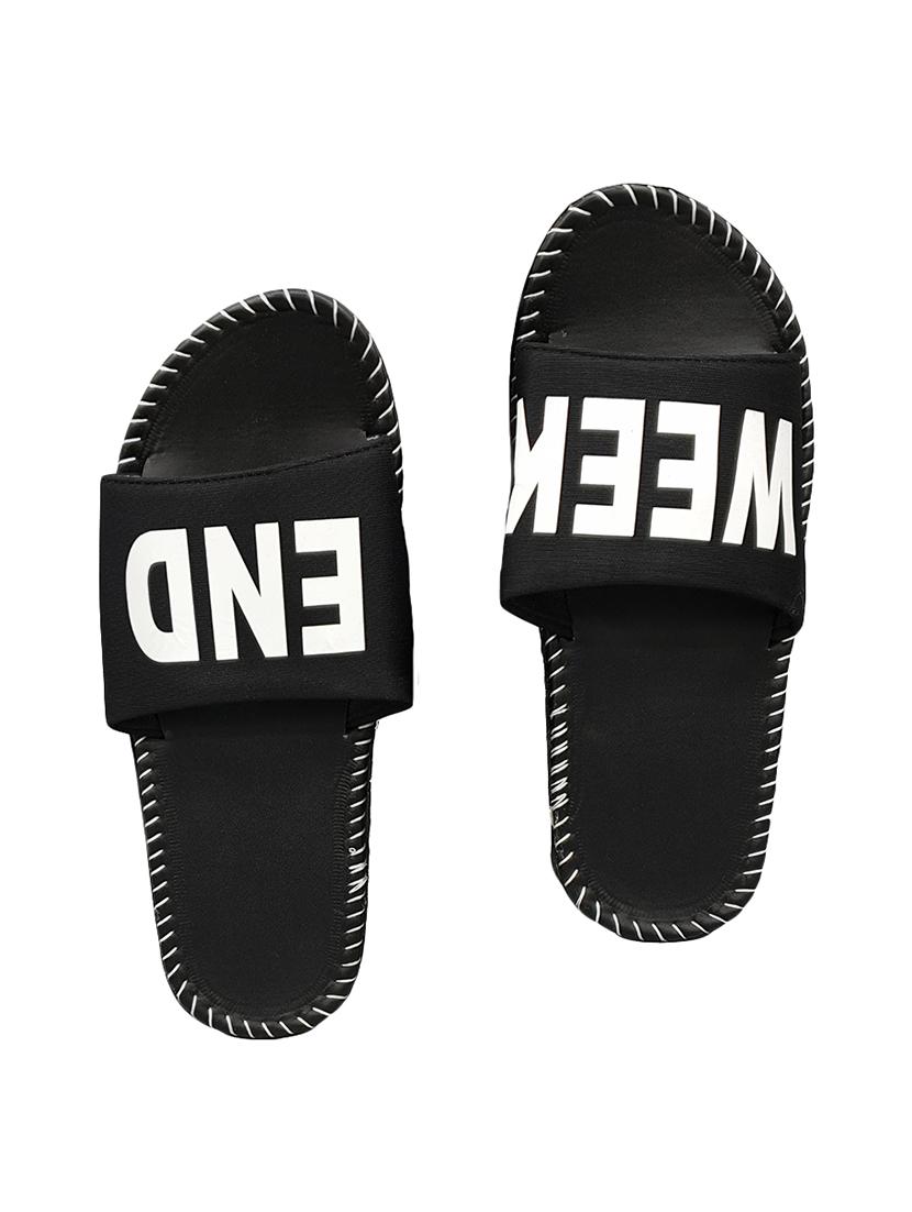 black fabric slip on flip flops - 16833096 - Zoom Image - 5