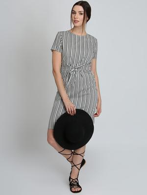 tie front striped sheath dress - 16833108 - Standard Image - 4