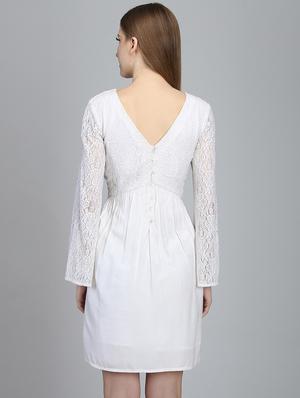 bell sleeves laced a-line dress - 16833109 - Standard Image - 3