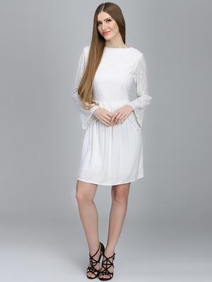 bell sleeves laced a-line dress - 16833109 - Standard Image - 4