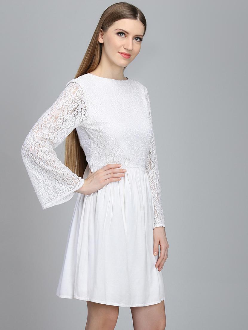 bell sleeves laced a-line dress - 16833109 - Zoom Image - 2