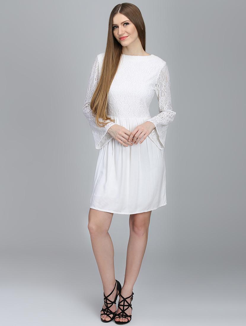 bell sleeves laced a-line dress - 16833109 - Zoom Image - 4