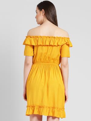off shoulder frill detail a-line dress - 16833118 - Standard Image - 3