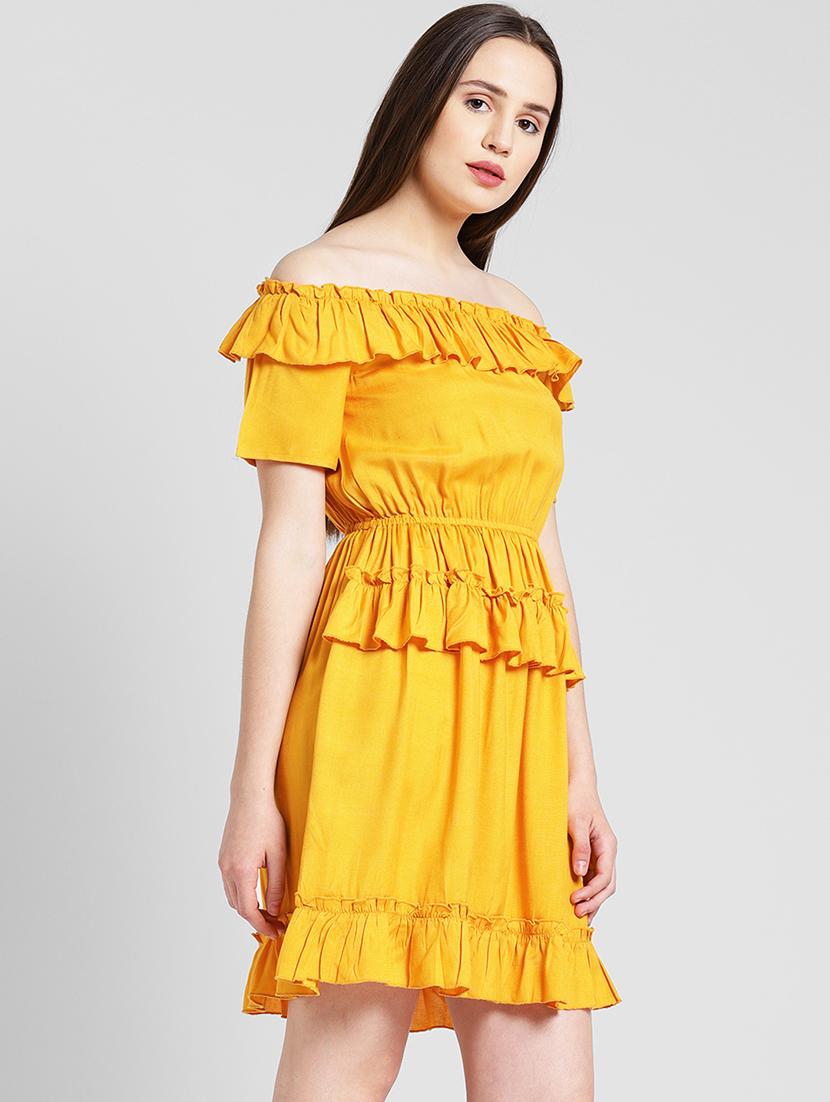 off shoulder frill detail a-line dress - 16833118 - Zoom Image - 2