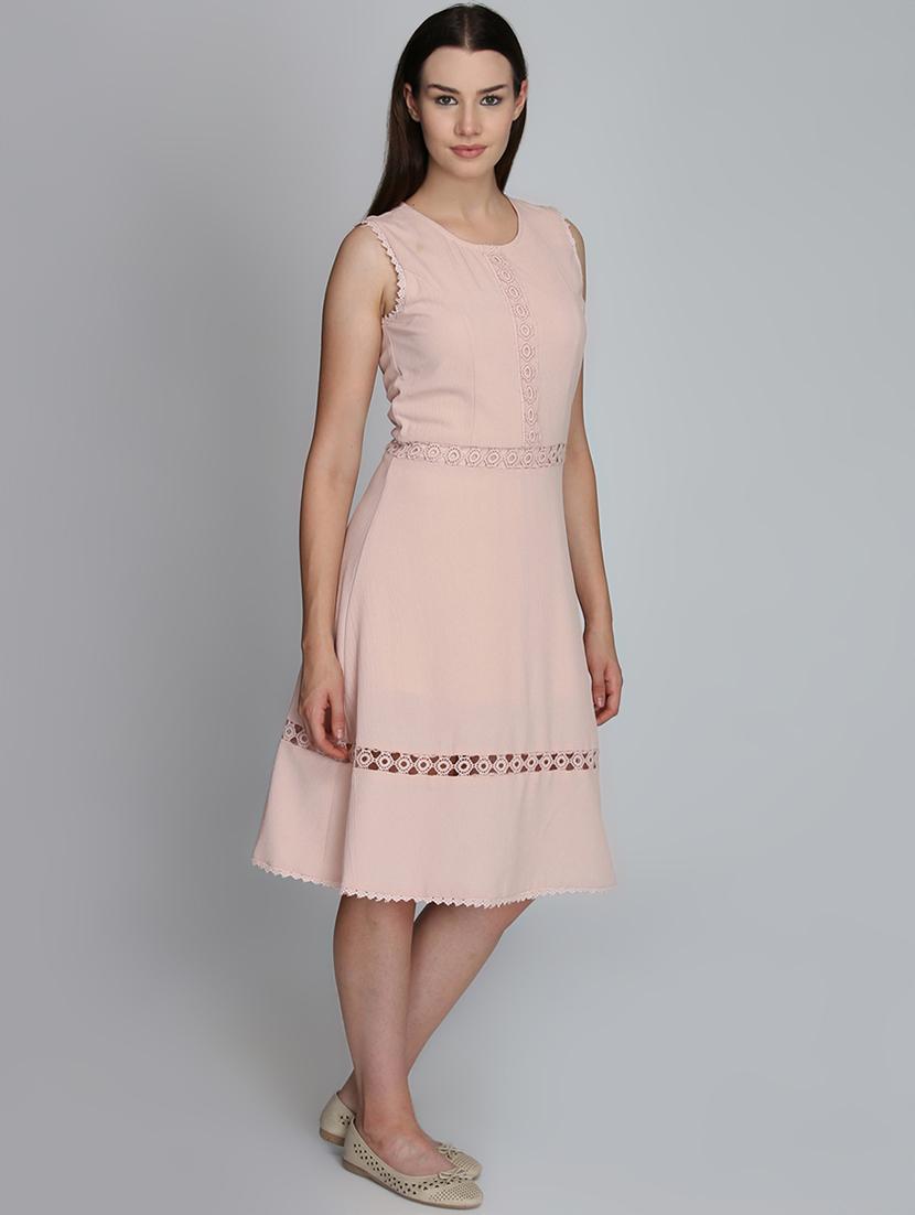 round neck lace insert a-line dress - 16833129 - Zoom Image - 2