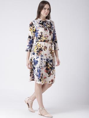 tie up neck floral a-line dress - 16833135 - Standard Image - 2