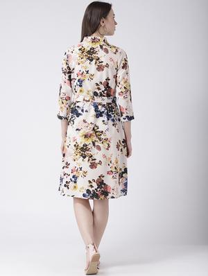 tie up neck floral a-line dress - 16833135 - Standard Image - 3