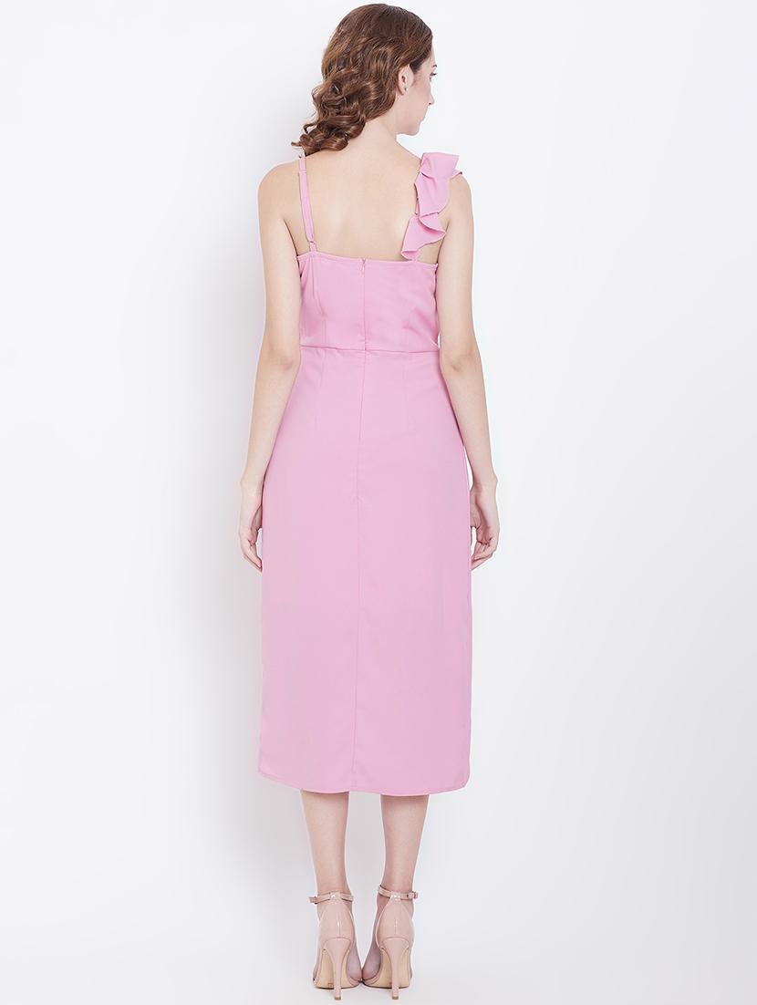 ruffle detail wrap sheath dress - 16833148 - Zoom Image - 3