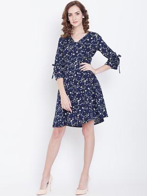 navy blue polyester aline dress - 16833155 - Standard Image - 4