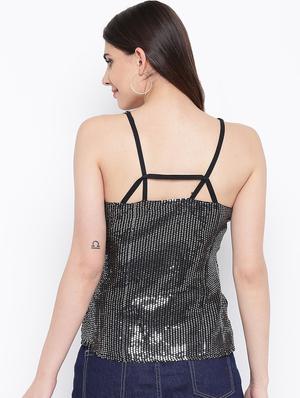 black polyester regular top - 16833164 - Standard Image - 3