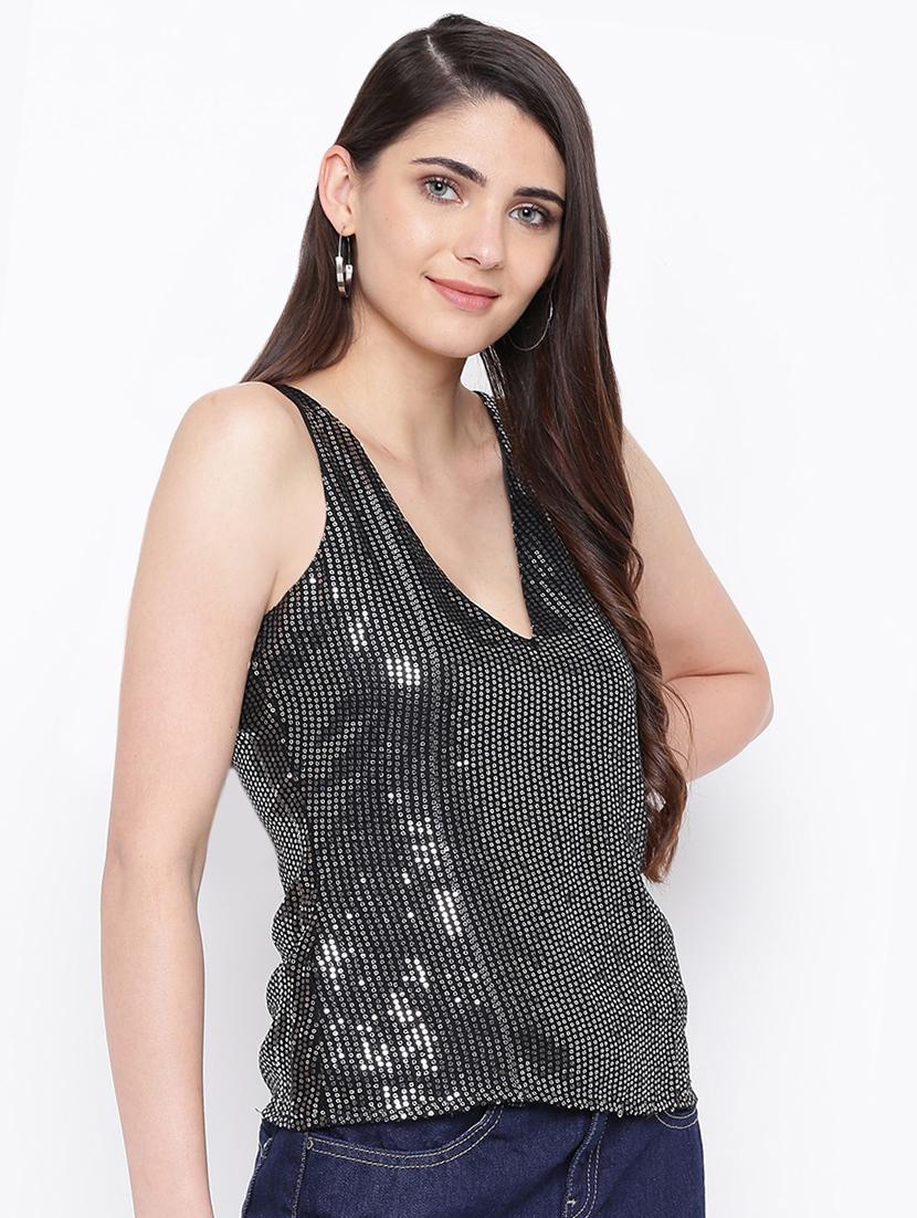 black polyester regular top - 16833164 - Zoom Image - 2