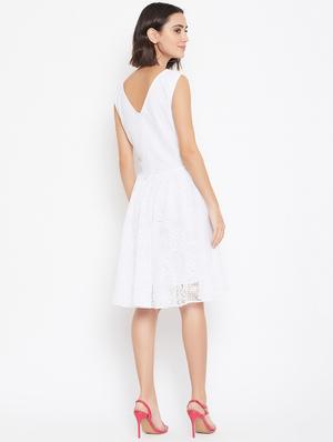 boat neck laced layered skater dress - 16833167 - Standard Image - 3
